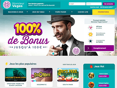 Jouer sur le casino belge Monsieur Vegas et profitez d'un bonus de Bienvenue de 100€ !