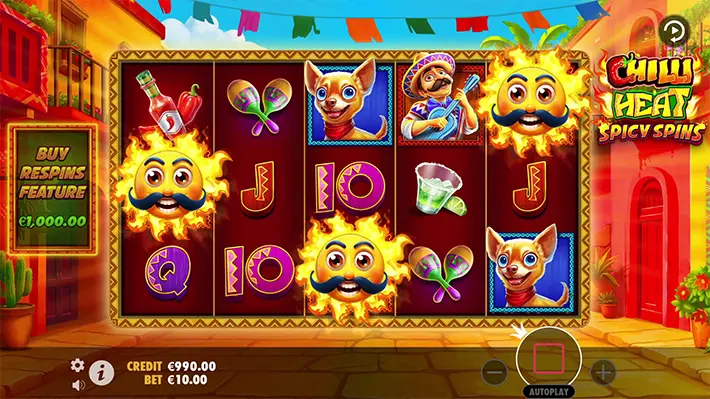 Partie sur la machine à sous Pragmatic Play CHilli Heat Spicy Spins : Fun et gains à la clé !